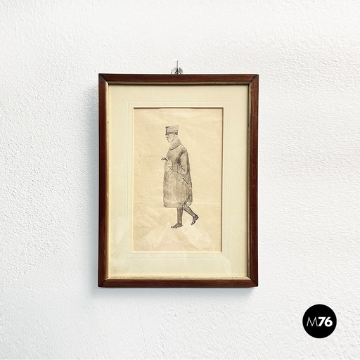 [2220002993] Quadro con disegno a matita su carta, 1900 ca.