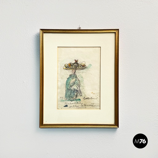 [2220002996] Quadro con disegno a pastello e acquarello, 1954