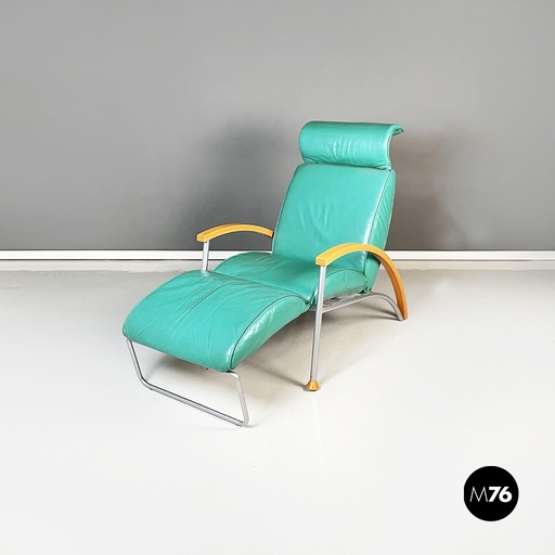 [2220003157]  Poltrona in pelle verdeacqua allungabile,  1980 ca.