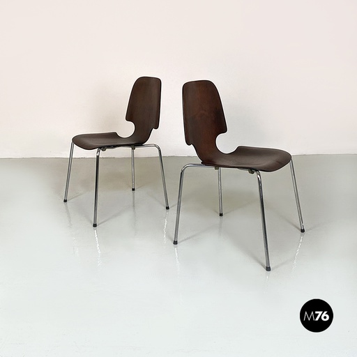 [2220003090] Sedie in legno e metallo, 1960 ca.