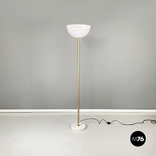 [2220003181] Lampada da terra in plexiglass ottone e marmo, 1970 ca.